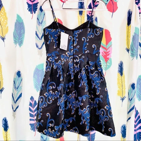 Belle Badgley Mischka Floral Metallic Brocade Vienna Dress sz 2 NWT - Picture 6 of 15